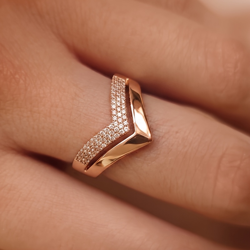 Men's CZ Wide Band Double V-Shaped Paved Ring